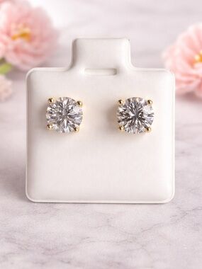 NWOT Moissanite 2.0 ct. SS gold plated earrings